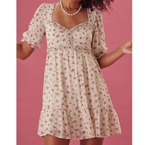 Ivory Floral Sweetheart Dress - Francesca’s, XL, NWT